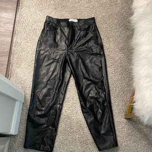 Abercrombie & Fitch Women's Vegan Leather Ankle Straight Pants